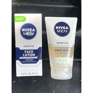 2 NIVEA Men Sensitive‎ Face Wash & Face Lotion Skincare Bundle No Drying Alcohol